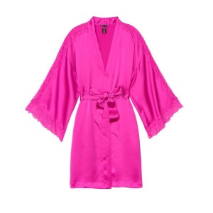 Халат Victoria's Secret Satin Lace Kimono Fuchsia