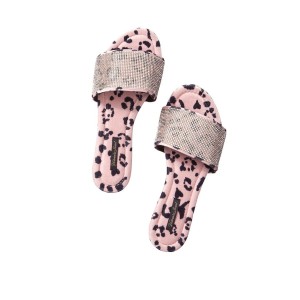 Домашні капці Victoria's Secret Pink Leopard Slippers Velvet Rhinestones Slides