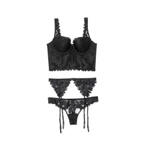 Комплект Victoria's Secret Luxe Lingerie Unlined Floral Embroidered