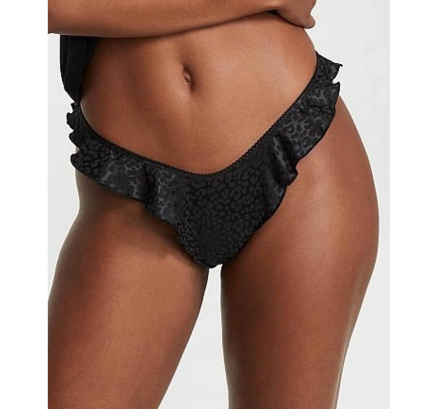 Трусики VS Very Sexy Satin Thong panty Black Leopard