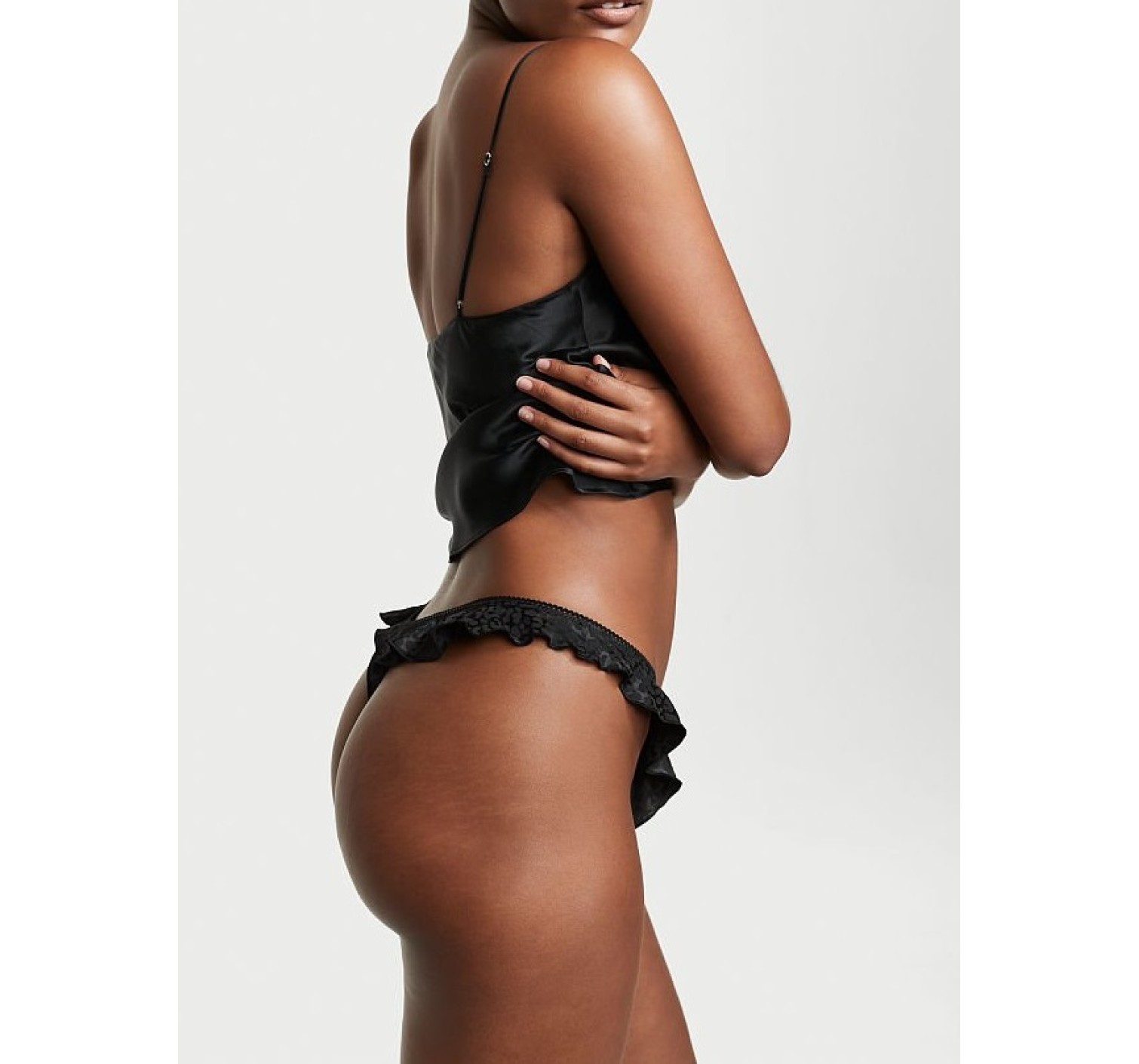 Трусики VS Very Sexy Satin Thong panty Black Leopard