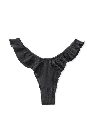 Трусики VS Very Sexy Satin Thong panty Black Leopard