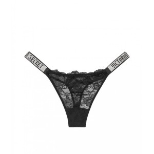 Черный комплект белья Виктория Сикрет Unlined Lace Shine Strap Balconette Bra set