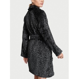 Халат Victoria's Secret Logo Short Cozy Robe Black Leopard