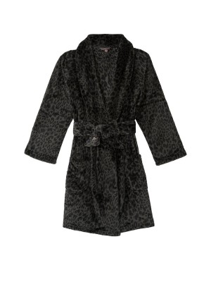 Халат Victoria’s Secret Logo Short Cozy Robe Black Leopard 
