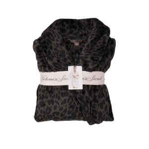 Халат Victoria's Secret Logo Short Cozy Robe Black Leopard