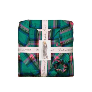 Пижама Victoria’s Secret Flannel Long PJ Set Teal/Pink Fluo Bold Lurex Plaid