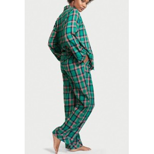 Пижама Victoria’s Secret Flannel Long PJ Set Teal/Pink Fluo Bold Lurex Plaid
