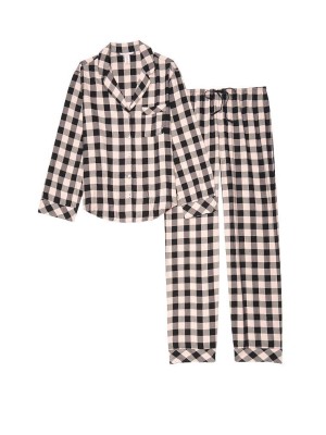 Пижама Victoria’s Secret Flannel Long PJ Set Pink Buffalo Plaid