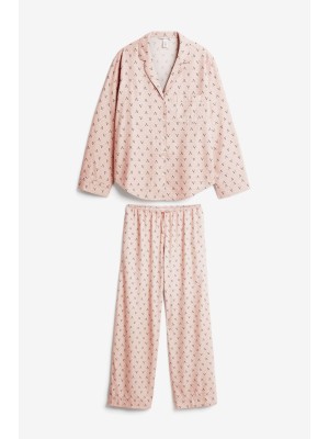 Пижама Victoria’s Secret Flannel Long PJ Set Pink logo