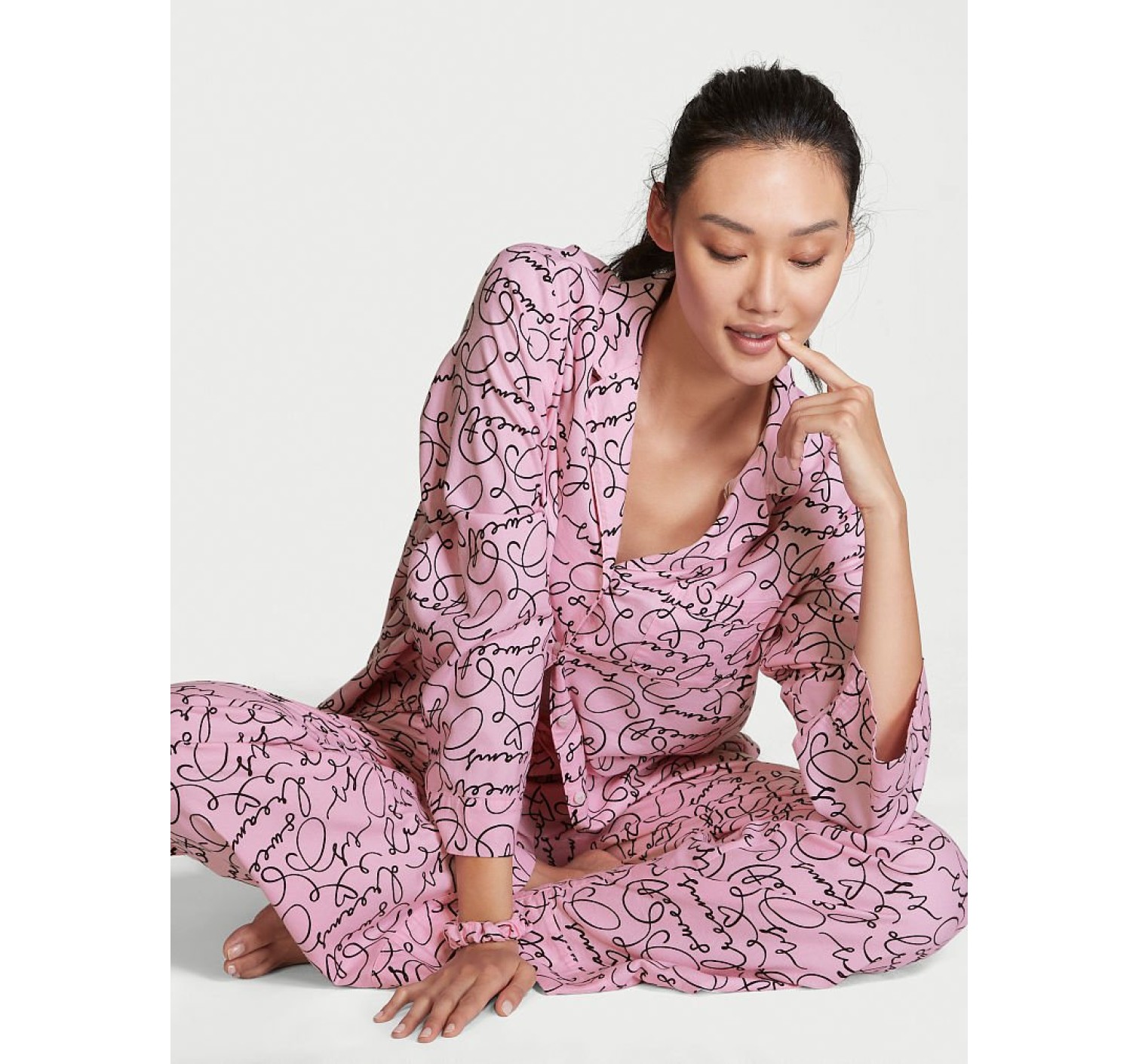 Піжама Victoria's Secret Flannel Long PJ Set Pink