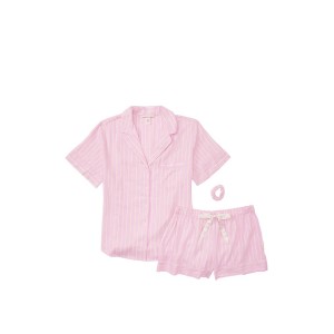 Рожева піжама Victoria's Secret Flannel Shimmer Short Pj Set