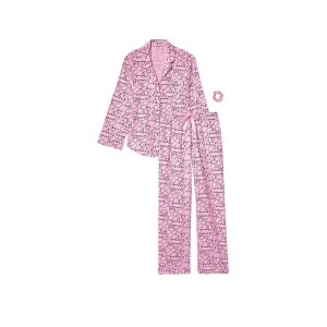 Піжама Victoria's Secret Flannel Long PJ Set Pink