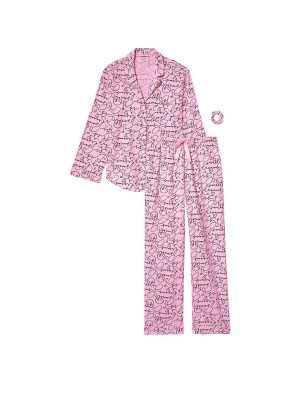 Пижама Victoria’s Secret Flannel Long PJ Set Pink