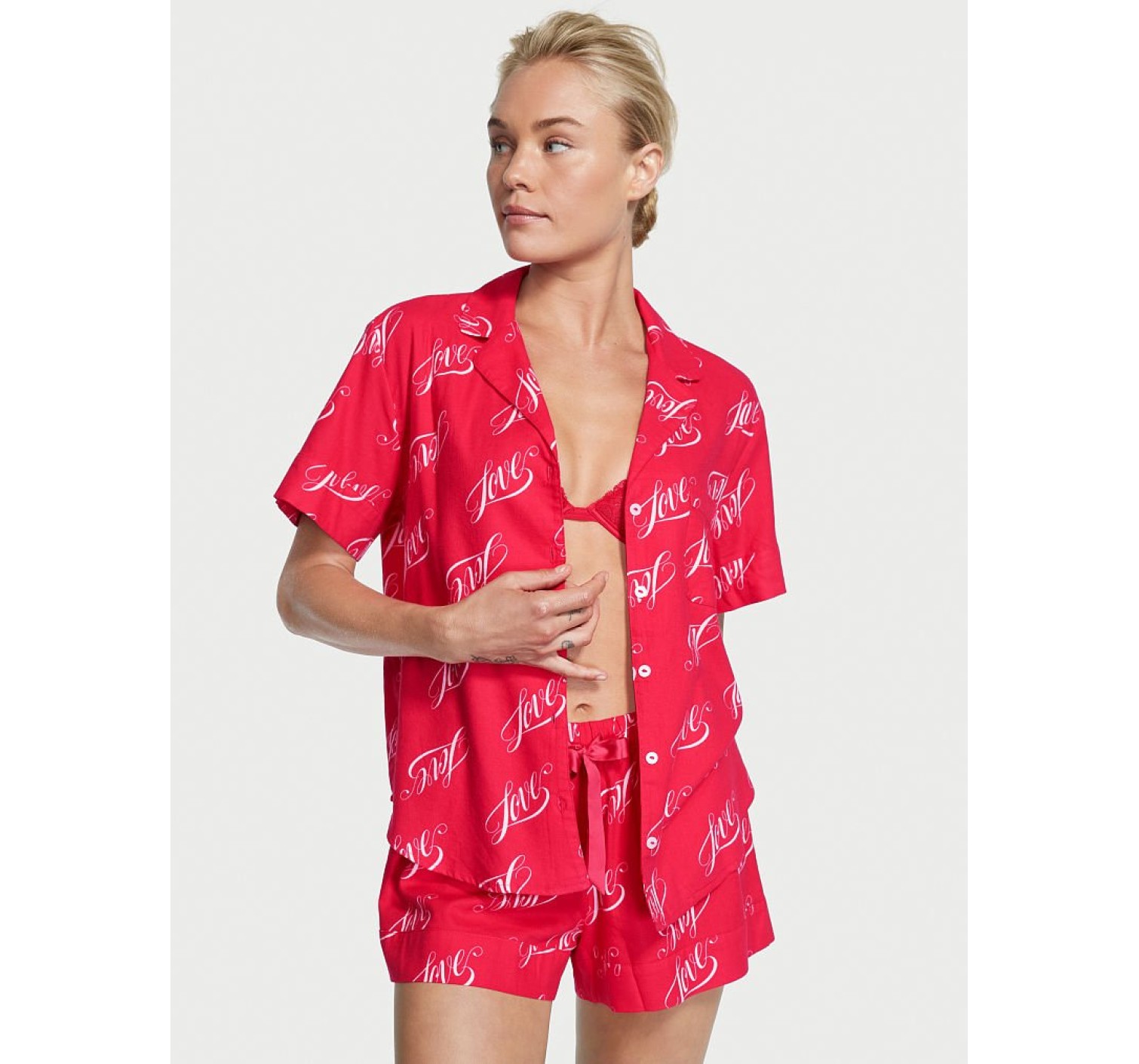 Піжама Victoria's Secret Flannel Red Love Short Pj Set