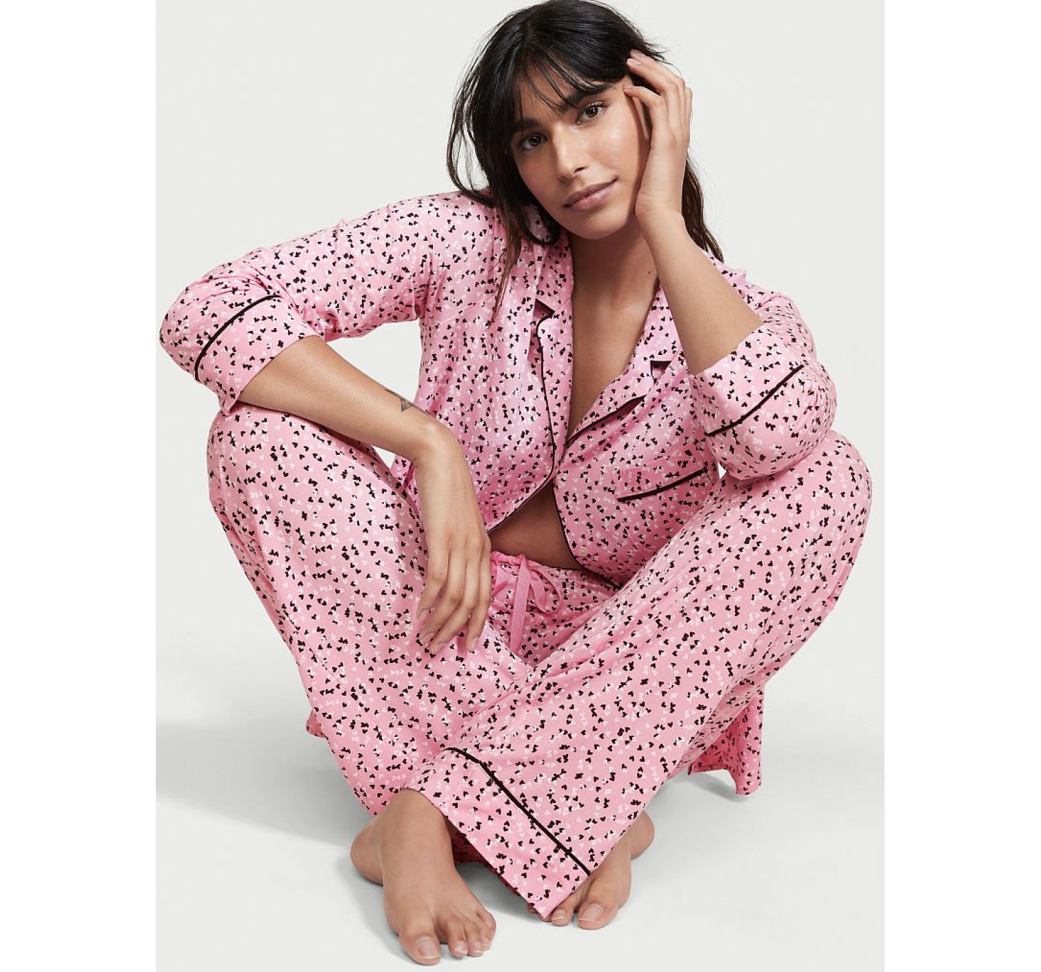 Піжама Victoria's Secret Modal Long PJ Set Pink Hearts