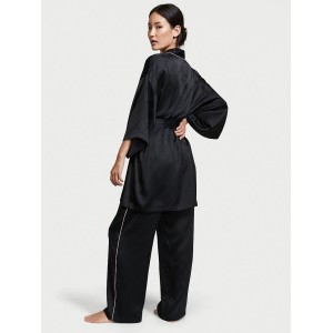 Пижама Victoria’s Secret Satin 3-Piece PJ Set Black logo