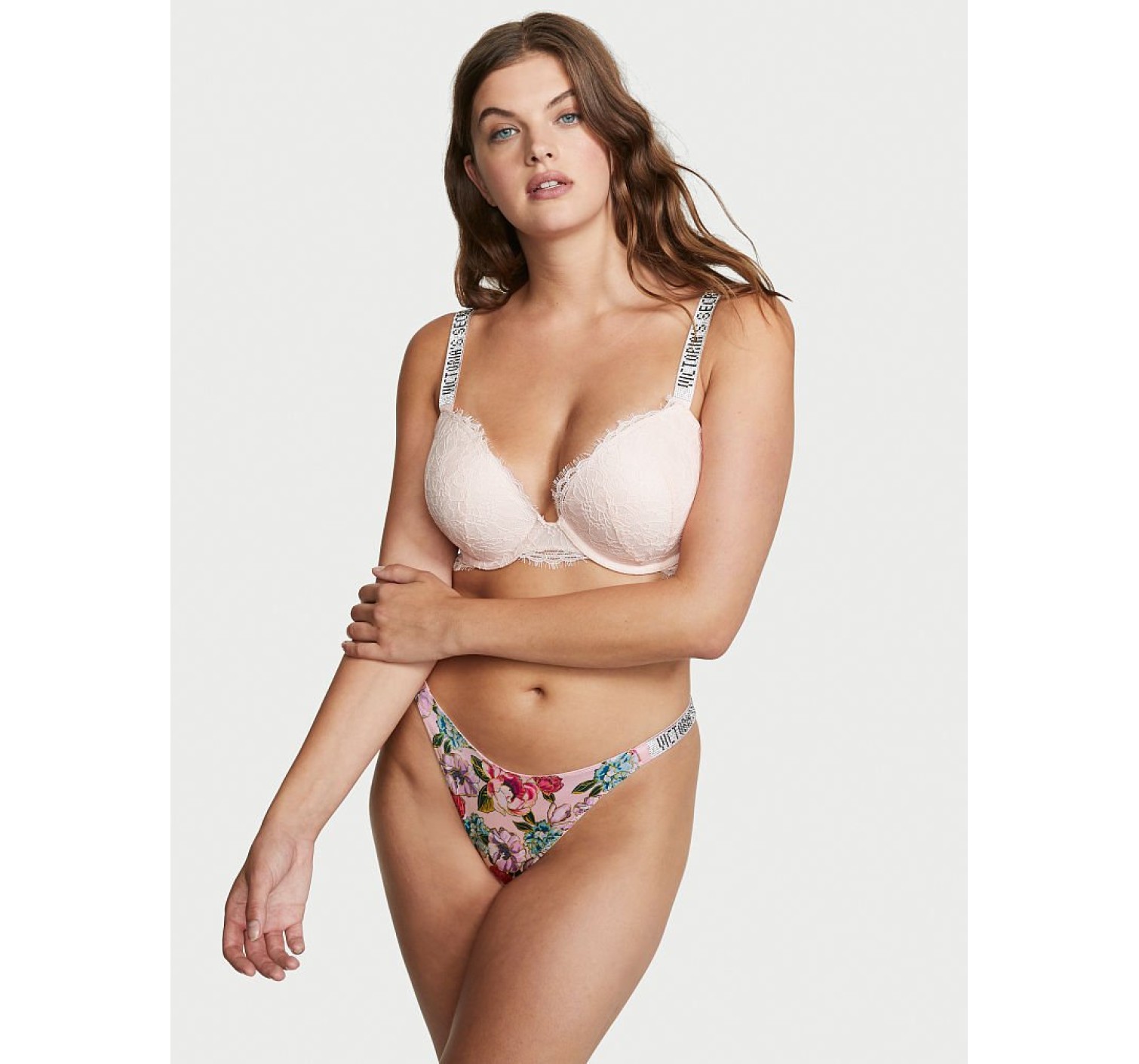 Трусики Victoria’s Secret Very Sexy Shine Strap Thong panty Purest Pink Floral