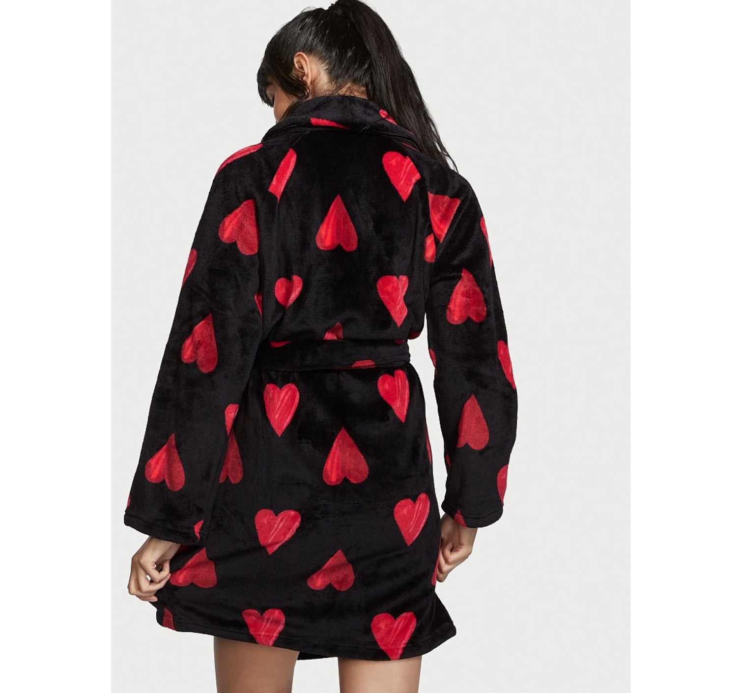 Халат Victoria’s Secret Logo Short Cozy Robe Red Hearts