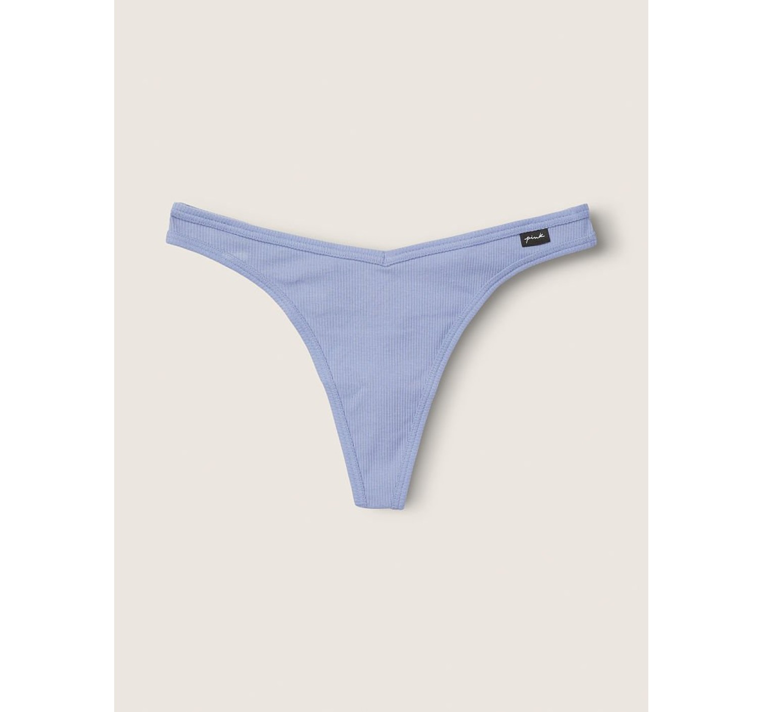 Хлопковые Трусики VS PINK Ribbed Cotton Thong Panty