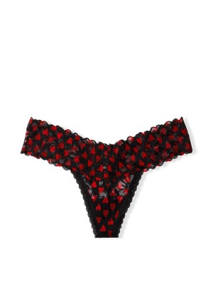 Трусики Victoria's Secret Lace Thong String Red Hearts