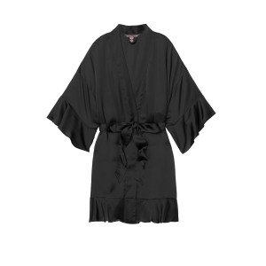 Халат Victoria's Secret Flounce Satin Kimono Robe Black
