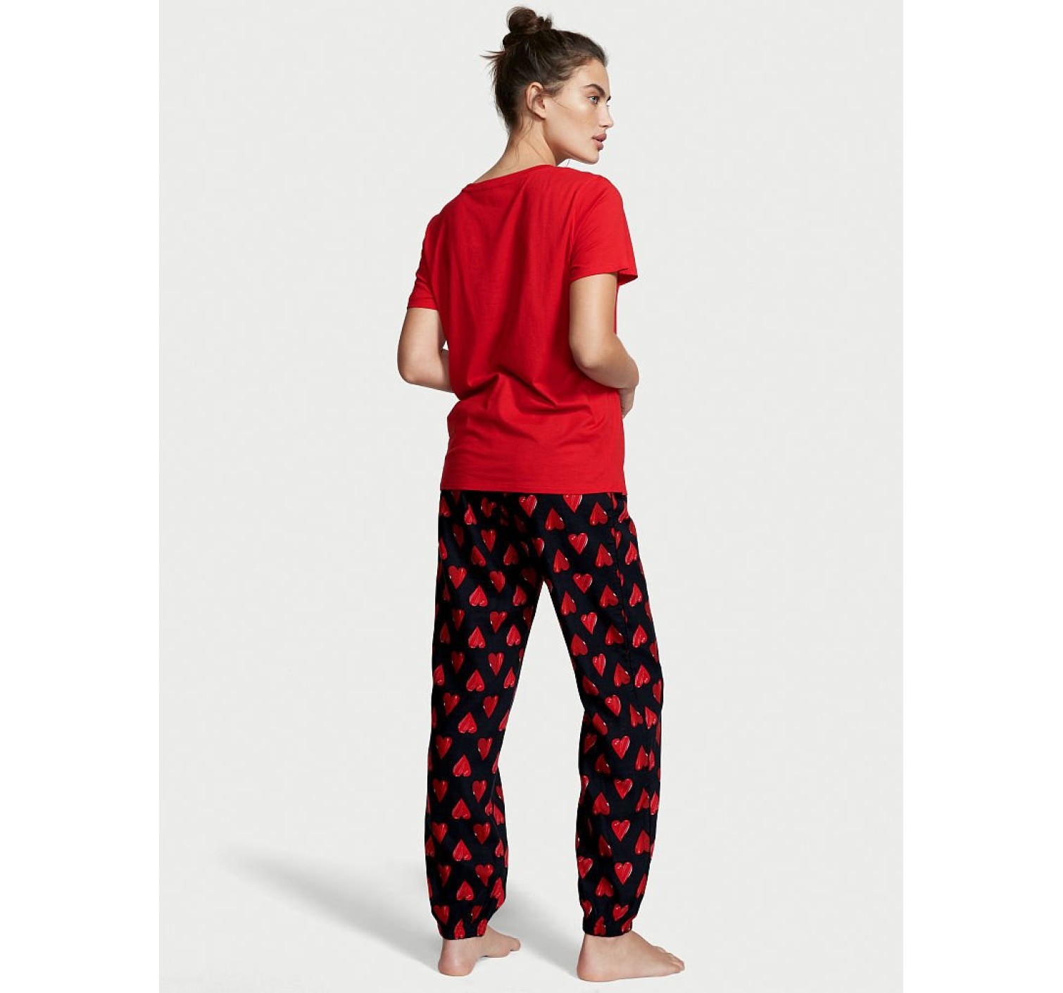 Піжама Victorias Secret Cotton & Flannel Long PJ Set Red Hearts Logo VS