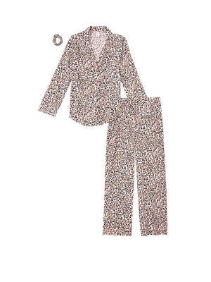 Піжама Victoria's Secret Flannel Long PJ Set Leopard