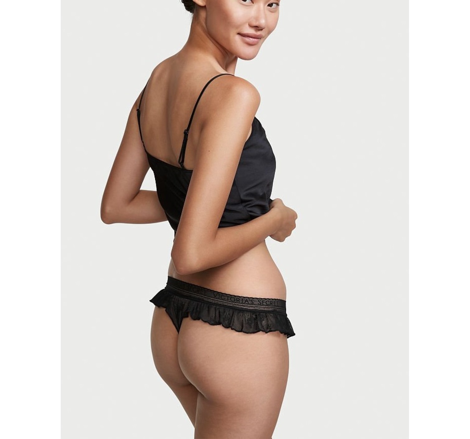 Трусики VICTORIA'S SECRET Lace Flutter Thong Panty Black