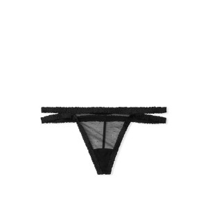 Трусики чорні Victoria's Secret Stretch Cotton V-string Panty