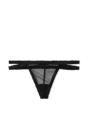 Трусики чорні Victoria's Secret Stretch Cotton V-string Panty