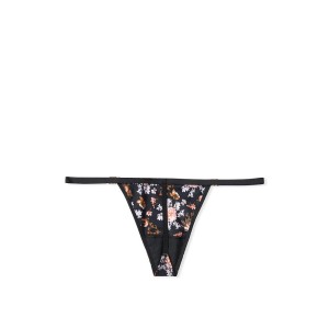 Трусики Victoria's Secret Very Sexy V-string panty Black Pressed Floral