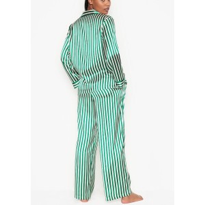 Сатиновая пижама VS Satin Long Pj Set Rainforest Green Stripe