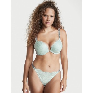 КОМПЛЕКТ БЕЛЬЯ VICTORIA’S SECRET VERY SEXY EMBELLISHED STRAP BOMBSHELL PUSH-UP BRA MINT HAZE IN LACE