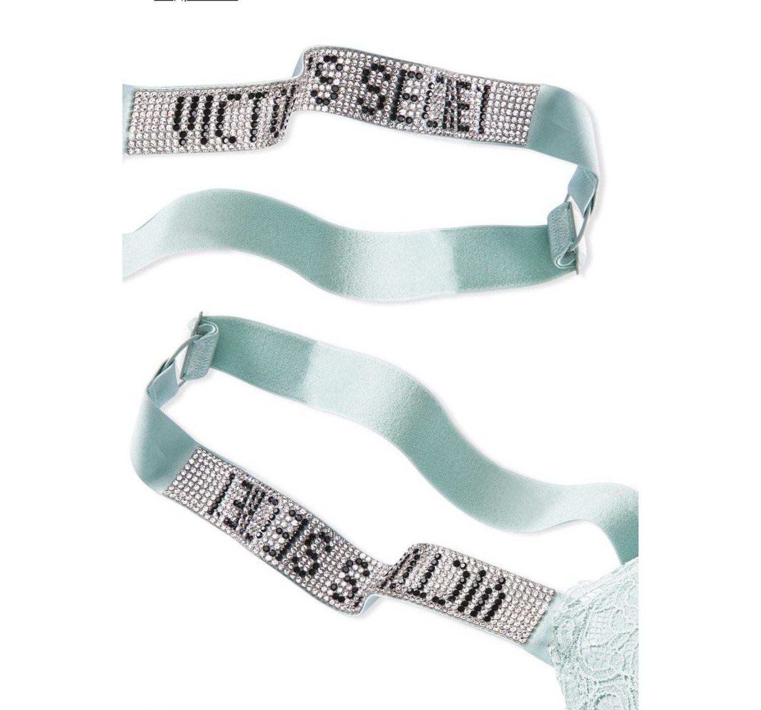 КОМПЛЕКТ БЕЛЬЯ VICTORIA’S SECRET VERY SEXY EMBELLISHED STRAP BOMBSHELL PUSH-UP BRA MINT HAZE IN LACE