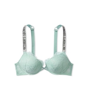 КОМПЛЕКТ БЕЛЬЯ VICTORIA’S SECRET VERY SEXY EMBELLISHED STRAP BOMBSHELL PUSH-UP BRA MINT HAZE IN LACE