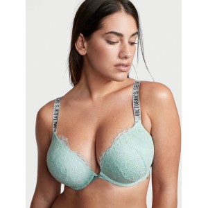 КОМПЛЕКТ БЕЛЬЯ VICTORIA’S SECRET VERY SEXY EMBELLISHED STRAP BOMBSHELL PUSH-UP BRA MINT HAZE IN LACE