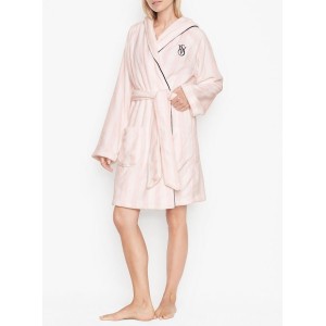Халат Hooded Short Cozy Robe Pink Stripe