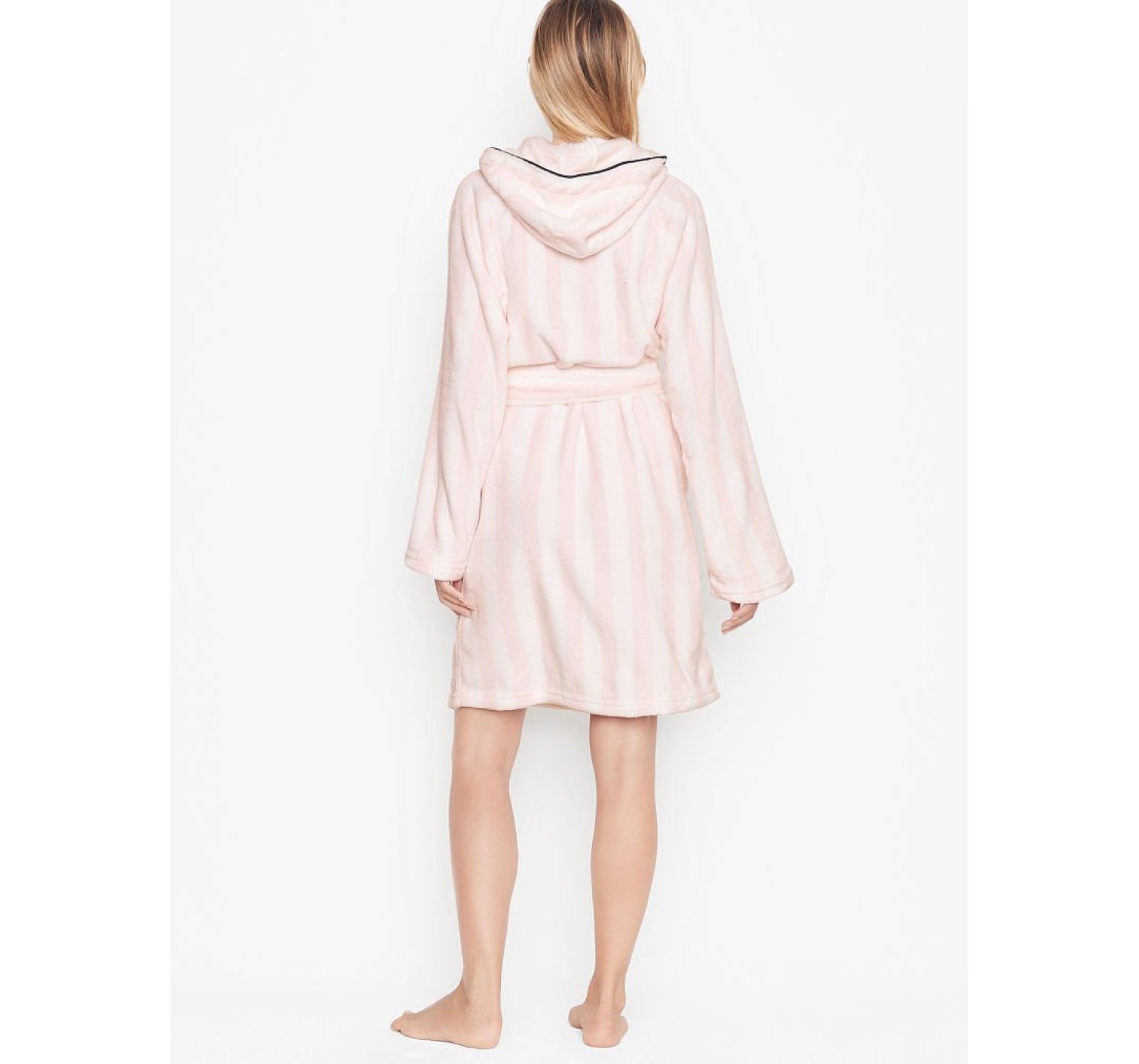 Халат Hooded Short Cozy Robe Pink Stripe