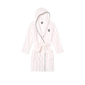 Халат Hooded Short Cozy Robe Pink Stripe