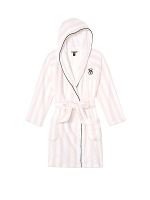 Халат Hooded Short Cozy Robe Pink Stripe 