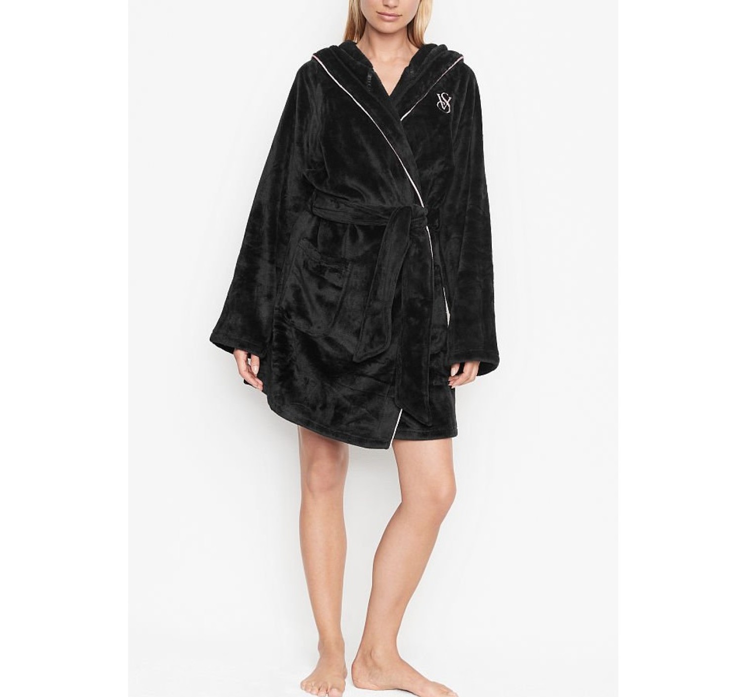 Халат Hooded Short Cozy Robe Black