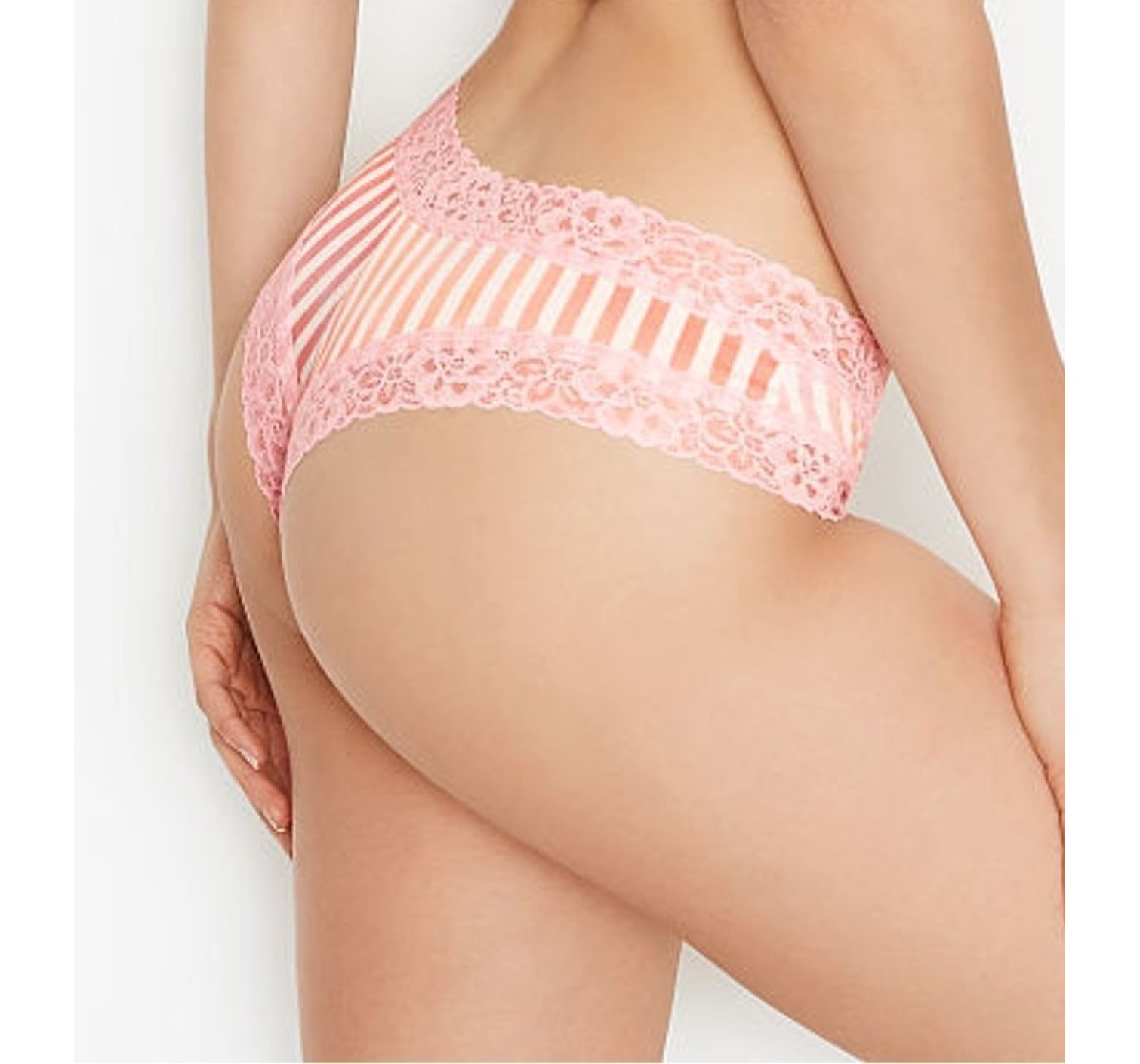 Трусики VS Lace Waist Cheeky Panty Rainbow stripe