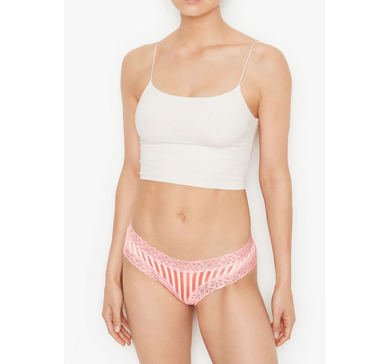Трусики VS Lace Waist Cheeky Panty Rainbow stripe
