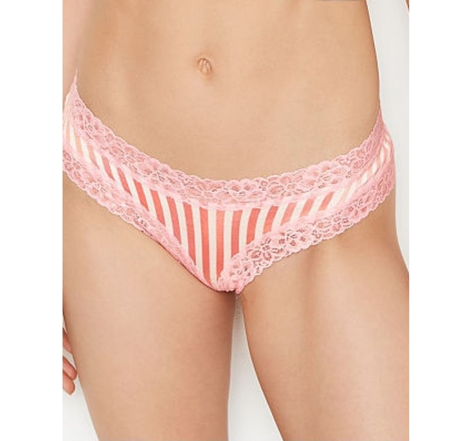Трусики VS Lace Waist Cheeky Panty Rainbow stripe