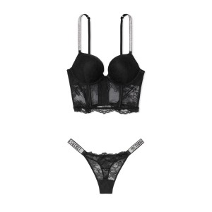 КОМПЛЕКТ БЕЛЬЯ VICTORIA’S SECRET VERY SEXY SHINE STRAP BALCONETTE BLACK LACE