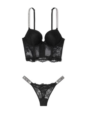 КОМПЛЕКТ БЕЛЬЯ VICTORIA’S SECRET VERY SEXY SHINE STRAP BALCONETTE BLACK LACE