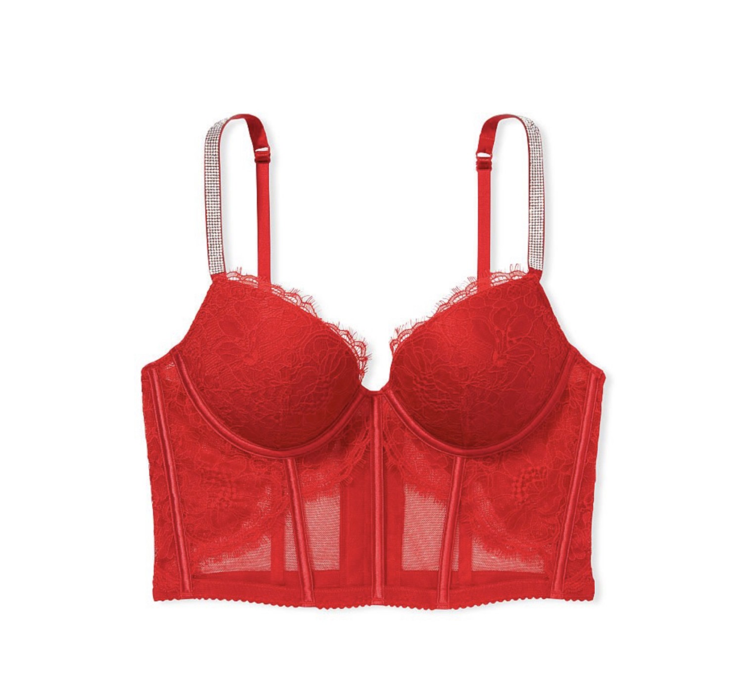 КОМПЛЕКТ БЕЛЬЯ VICTORIA’S SECRET VERY SEXY SHINE STRAP BALCONETTE RED LACE