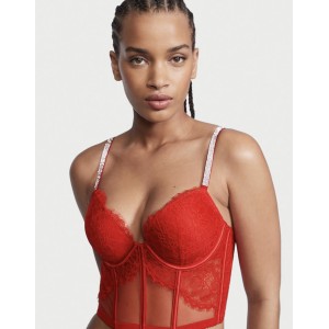 КОМПЛЕКТ БЕЛЬЯ VICTORIA’S SECRET VERY SEXY SHINE STRAP BALCONETTE RED LACE