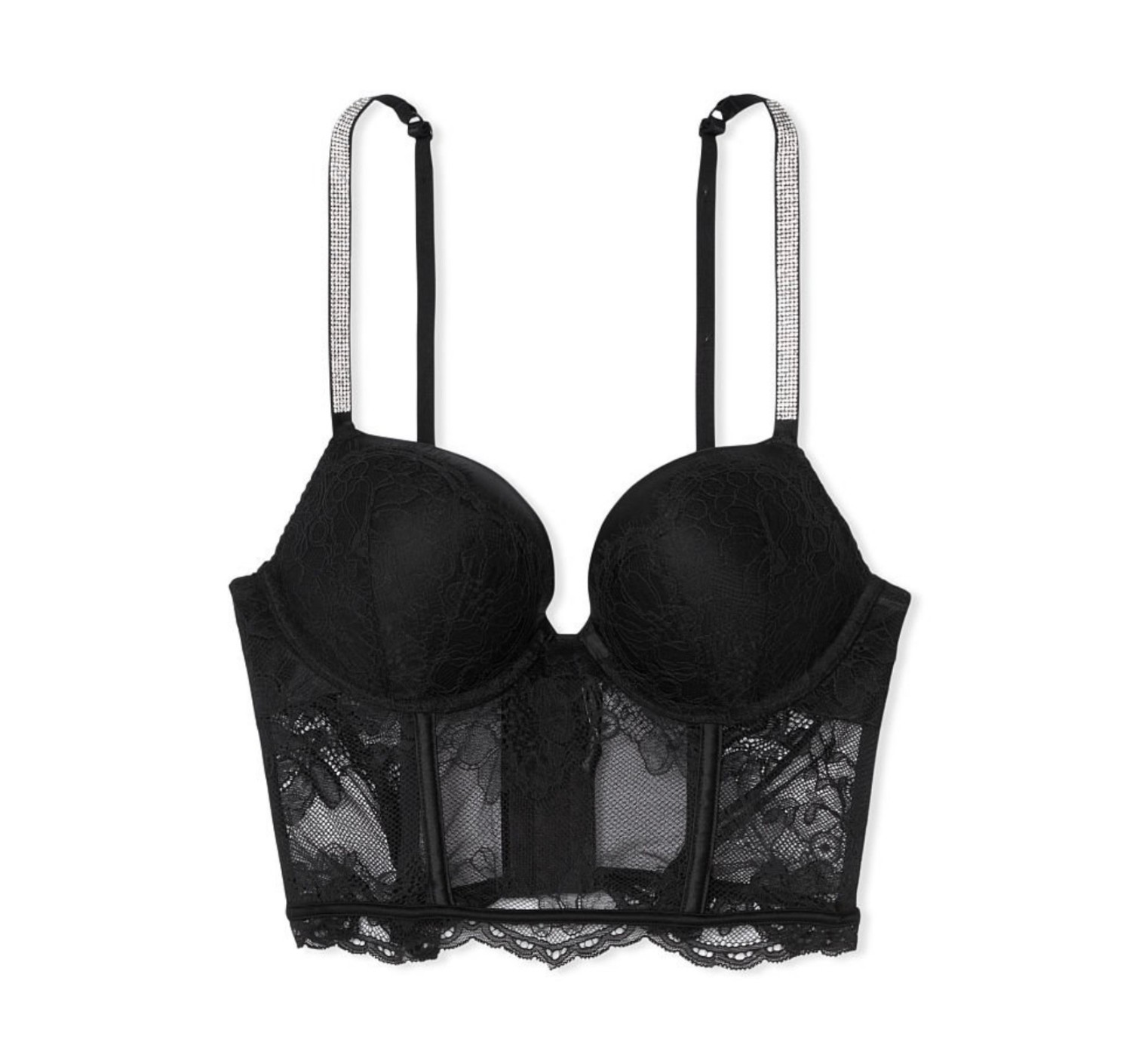 КОМПЛЕКТ БЕЛЬЯ VICTORIA’S SECRET VERY SEXY SHINE STRAP BALCONETTE BLACK LACE